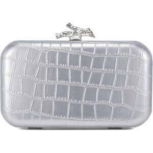Women's Silver Crocodile Leather Formal Evening Shoulder Clutch Chain Strap Bag